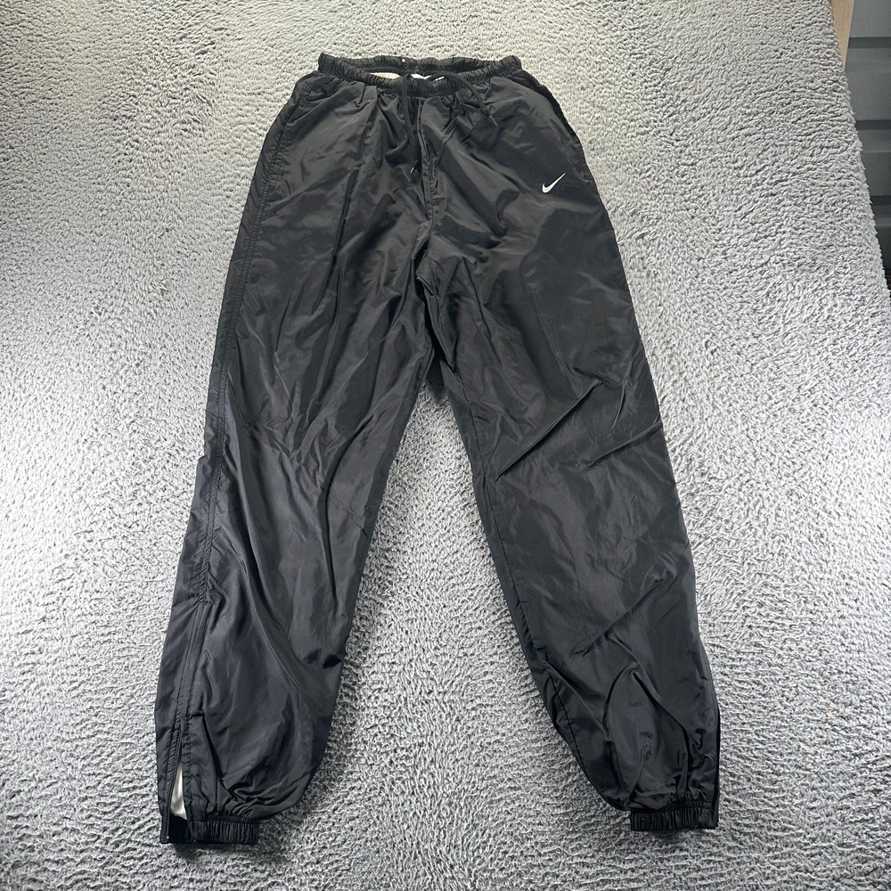 Vintage Nike Pant Boys S Black Parachute Nylon Windbreaker Jogger Lined Travel